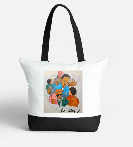 Sac fourre-tout zippé grand format -" In the Hood" par EST.L– 34 x 47 cm
