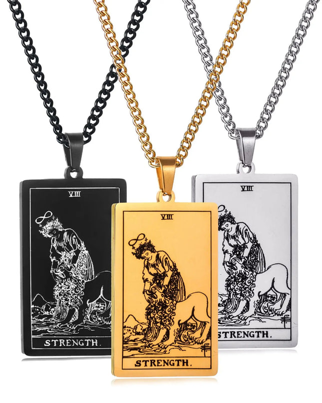 Collier Pendentif Tarot en Acier Inoxydable – Étoile / Soleil / Lune – Style Ethnique Unisexe