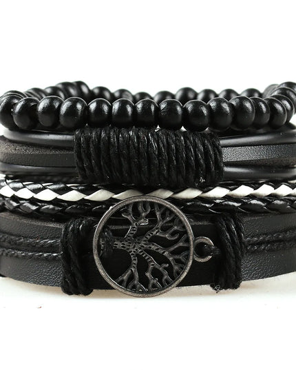 Ensemble de quatre bracelets en cuir pour hommes