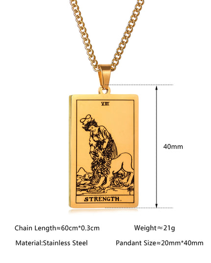 Collier Pendentif Tarot en Acier Inoxydable – Étoile / Soleil / Lune – Style Ethnique Unisexe
