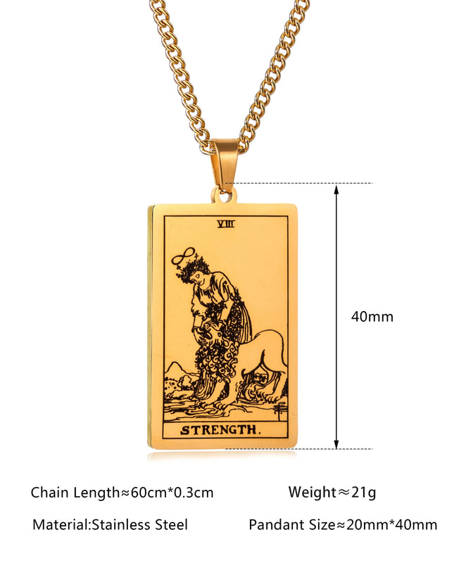 Collier Pendentif Tarot en Acier Inoxydable – Étoile / Soleil / Lune – Style Ethnique Unisexe