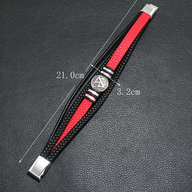 Bracelet en cuir tressé multicouche pour homme, boussole et œil protecteur – Style tendance