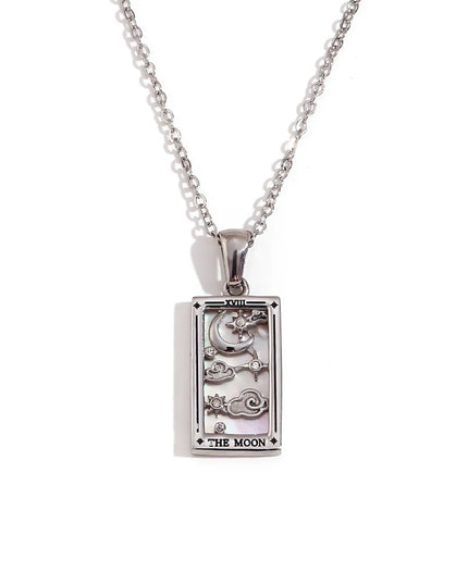 Collier pendentif tarot – Acier inoxydable et zircon – Plaqué or 18 carats – Bijou femme élégant et résistant