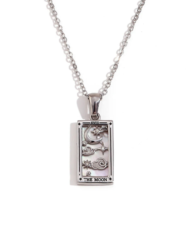 Collier pendentif tarot – Acier inoxydable et zircon – Plaqué or 18 carats – Bijou femme élégant et résistant