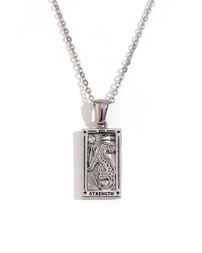 Collier pendentif tarot – Acier inoxydable et zircon – Plaqué or 18 carats – Bijou femme élégant et résistant