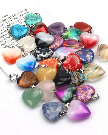Mixed Color Heart-Shaped Crystal Pendants, 10 Pieces/Lot