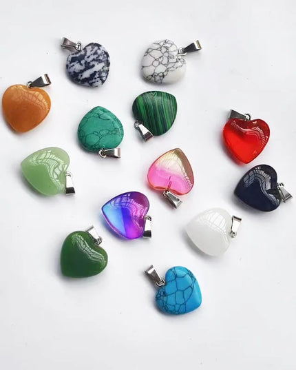 Mixed Color Heart-Shaped Crystal Pendants, 10 Pieces/Lot