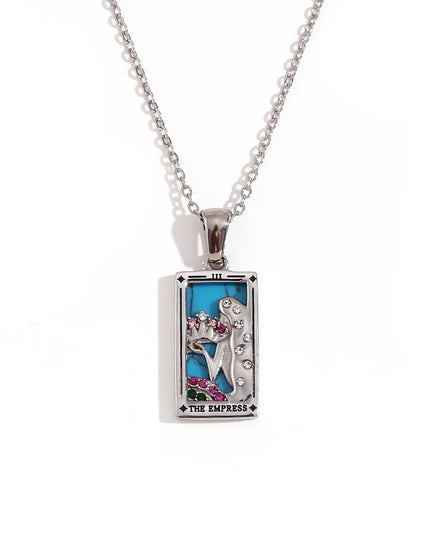 Collier pendentif tarot – Acier inoxydable et zircon – Plaqué or 18 carats – Bijou femme élégant et résistant