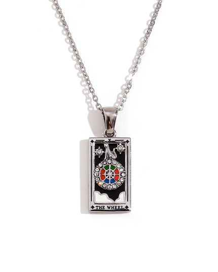 Collier pendentif tarot – Acier inoxydable et zircon – Plaqué or 18 carats – Bijou femme élégant et résistant