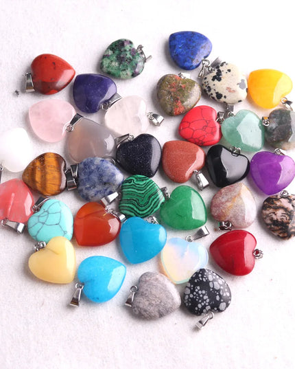 Mixed Color Heart-Shaped Crystal Pendants, 10 Pieces/Lot