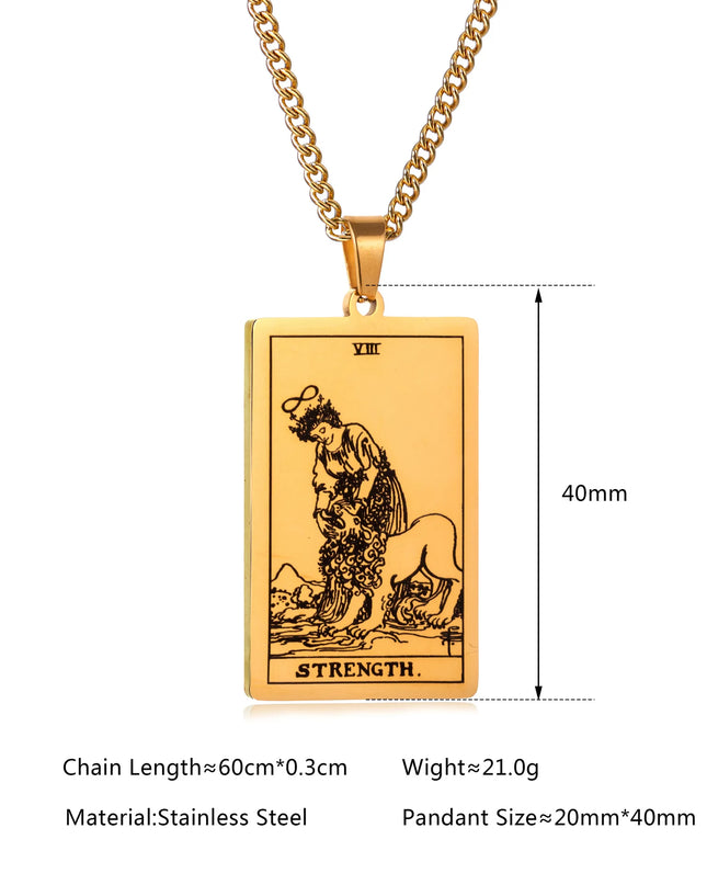 Collier Pendentif Tarot en Acier Inoxydable – Étoile / Soleil / Lune – Style Ethnique Unisexe