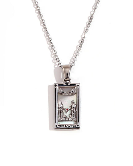 Collier pendentif tarot – Acier inoxydable et zircon – Plaqué or 18 carats – Bijou femme élégant et résistant