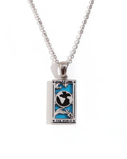 Collier pendentif tarot – Acier inoxydable et zircon – Plaqué or 18 carats – Bijou femme élégant et résistant
