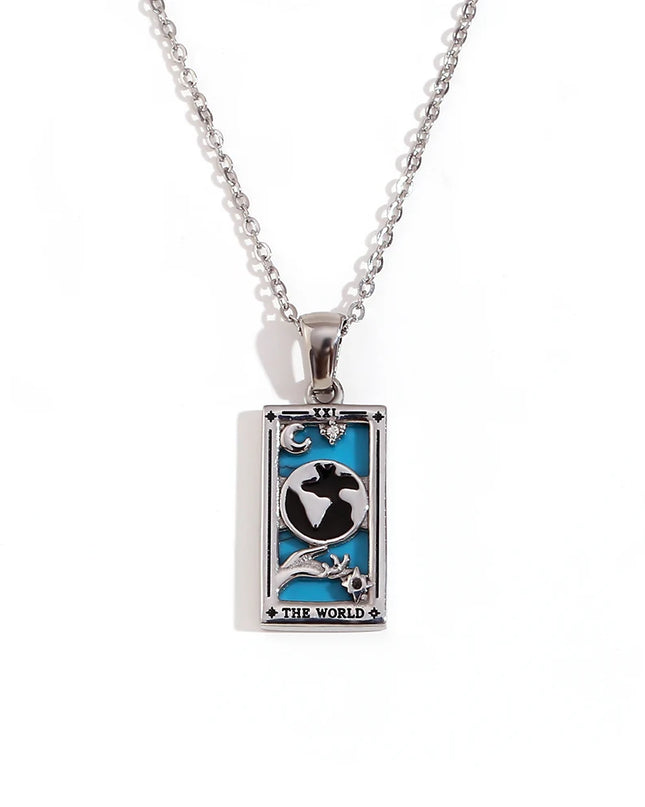 Collier pendentif tarot – Acier inoxydable et zircon – Plaqué or 18 carats – Bijou femme élégant et résistant