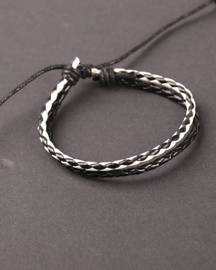 Ensemble de quatre bracelets en cuir pour hommes