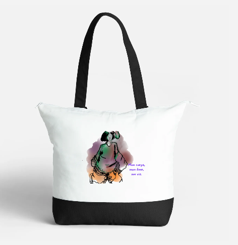 Sac fourre-tout zippé grand format -" In the Hood" par EST.L– 34 x 47 cm